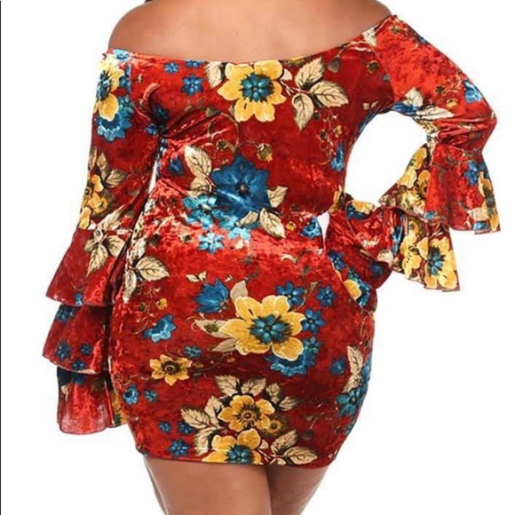 It’s Fall are you ready Floral Velvet Dress - Picture 2 of 2